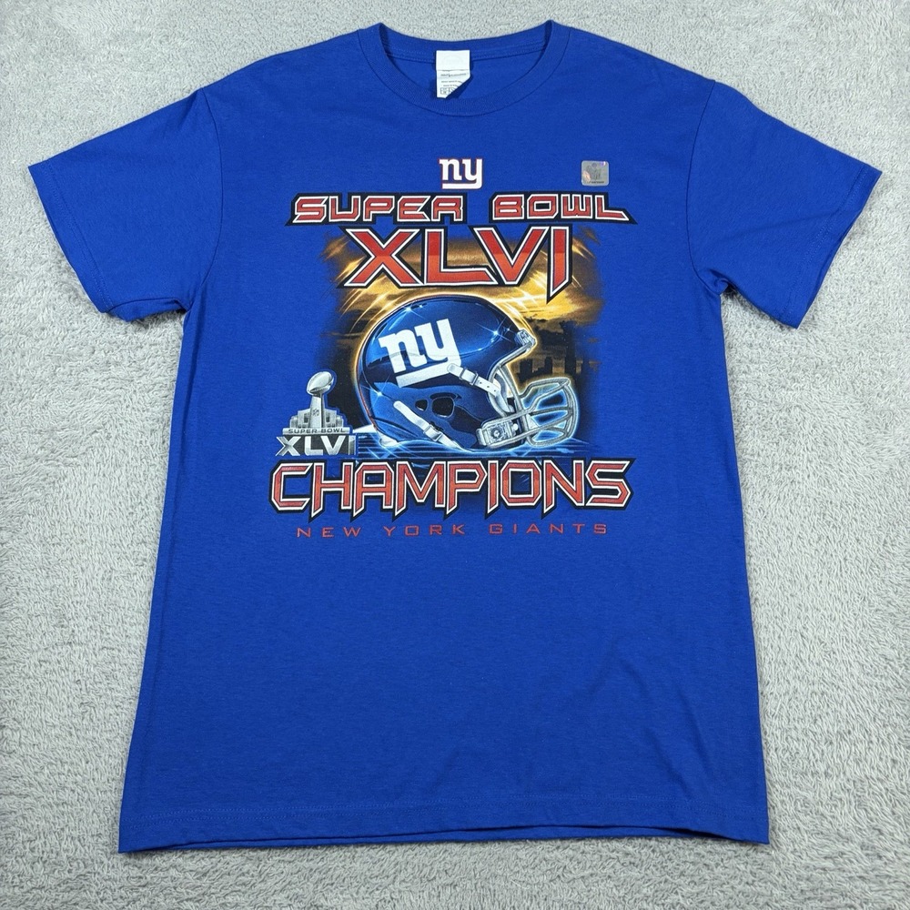NY Giants Super Bowl XLVI Champions Shirt Mens M Blue Delta 2012 NFL NWOT